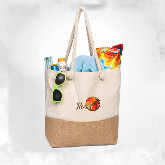 Okiyo Suna Jute & Cotton Beach Bag