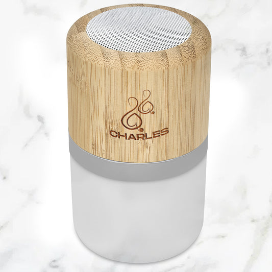 Lumitone Bamboo Bluetooth Speaker & Night Light - NAME + Leaf