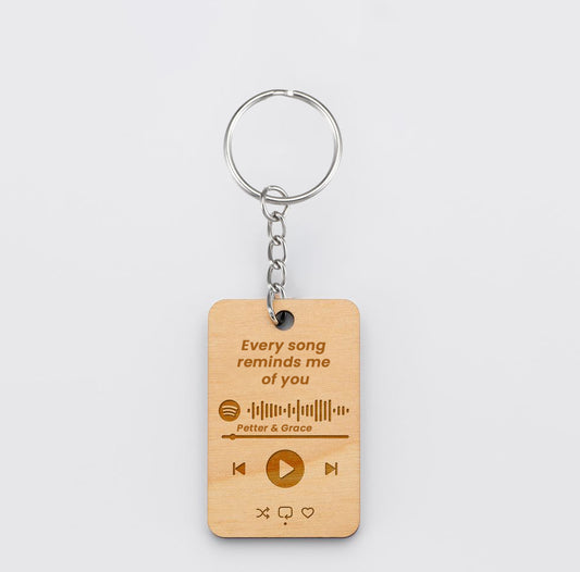 Wooden Spotify Keyring - Message + Song