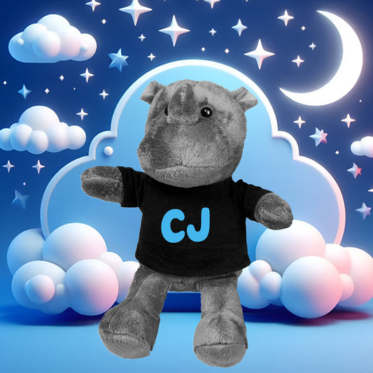 Rhino Plush Toy - Blue Initials