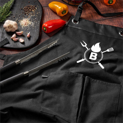 Personalized Grill Master Carving Set - Initial Name Braai Apron