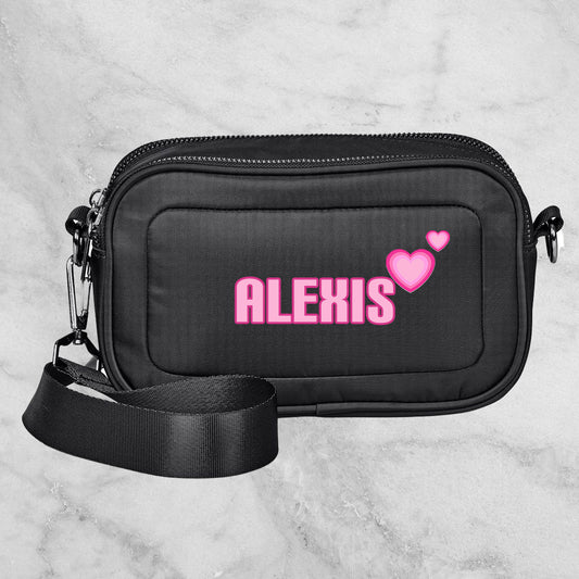 Urban Unisex Crossbody Bag - Hearts + Name