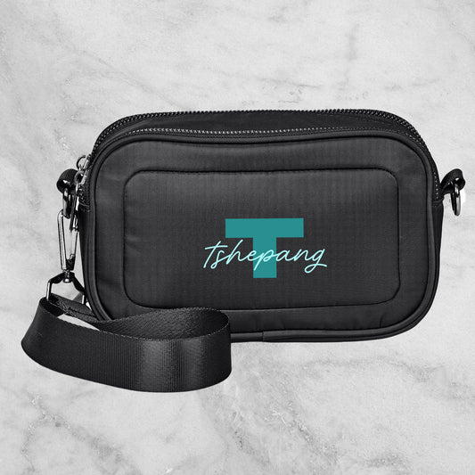 Urban Unisex Crossbody Bag - Blue Initial + Name