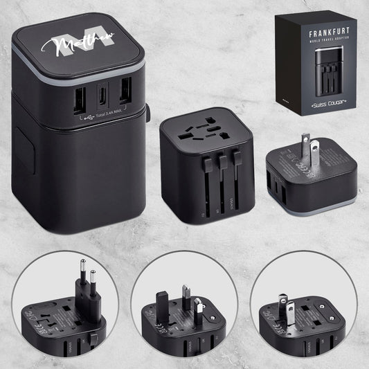 Personalised Geneva Pro Travel Adaptor - Initial + Name