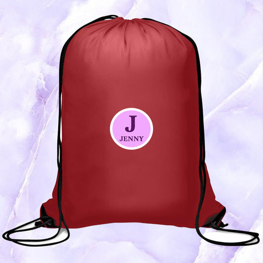 SkyTag Drawstring Bag Name + Initial (Lilac)