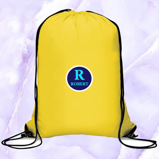 SkyTag Drawstring Bag Initial + Name (Blue)