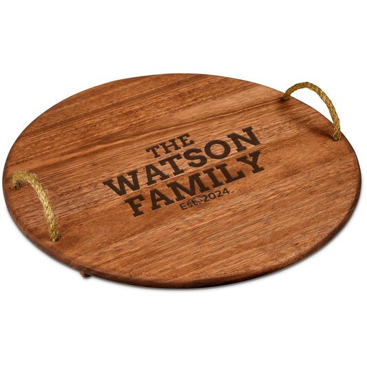 Personalized Family Name Large Hardwood Food Platter