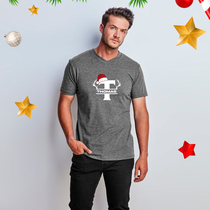 Mens Michigan Melange V-Neck T-Shirt - Name + Initial