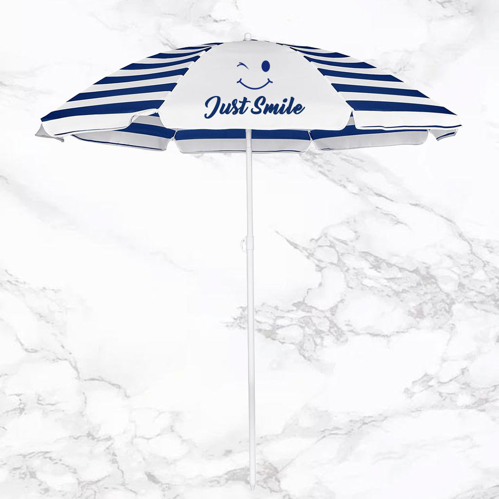 Striped Coastal Beach Umbrella - Message