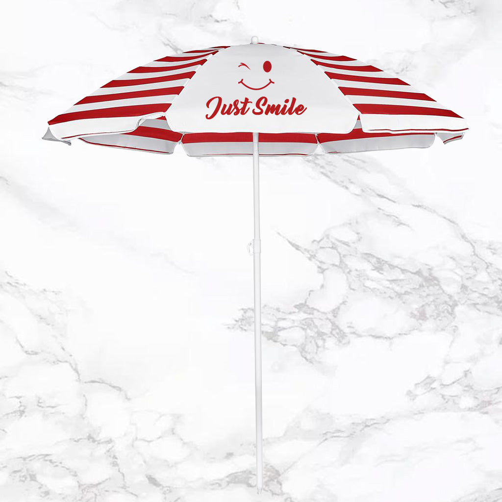 Striped Coastal Beach Umbrella - Message