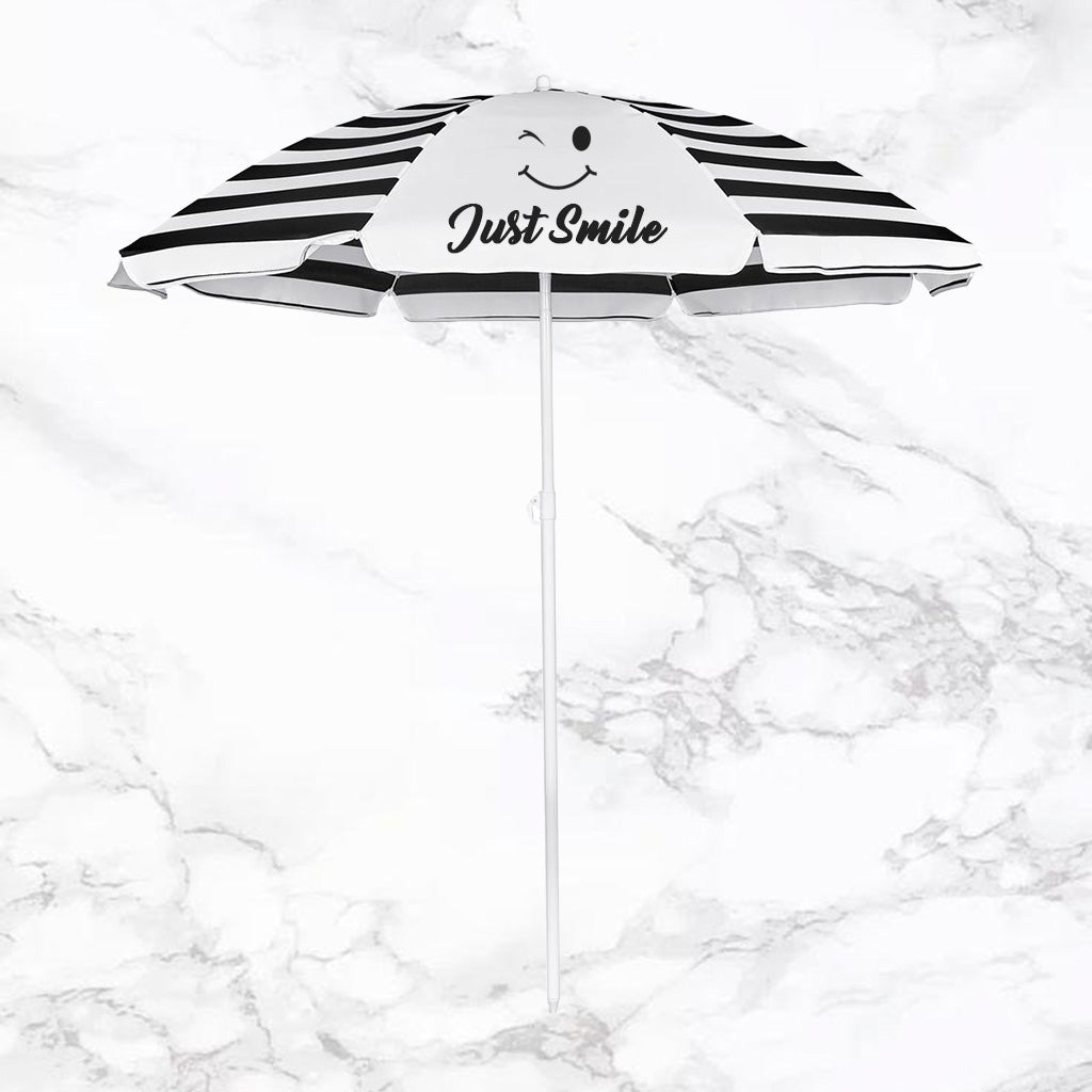 Striped Coastal Beach Umbrella - Message