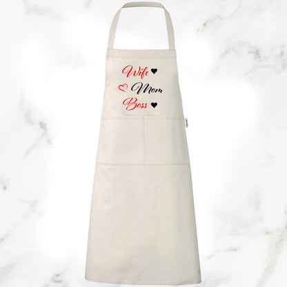 Pure Cotton Apron - Wife Mom Boss