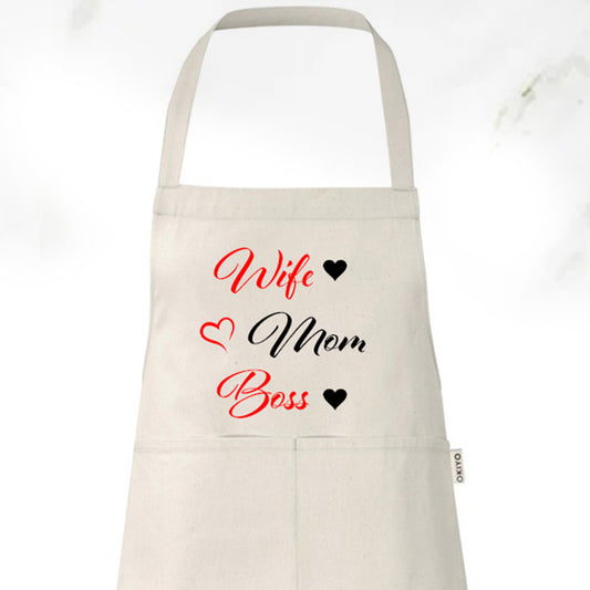 Pure Cotton Apron - Wife Mom Boss