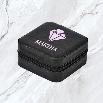 Elegance Travel Jewellery Box - Diamond + Name